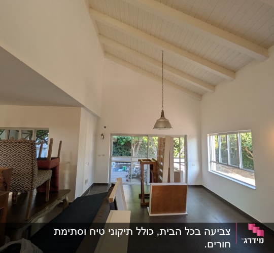 חדר עם קירות צבועים וריהוט מסודר